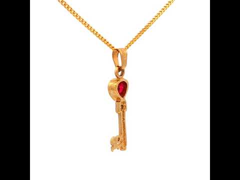 Ruby and Diamond Pendant in Yellow Gold