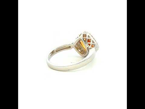 Citrine and Diamond Ring in White Gold
