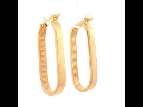 Oblong Flat Tube Hoop Earrings in Yellow Gold