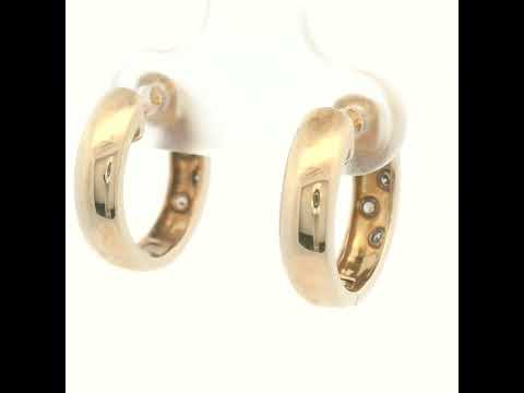 Gold Hammer Set Diamond Huggie Earrings