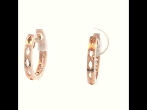 Diamond Set Round Huggie Earrings in Rose Gold