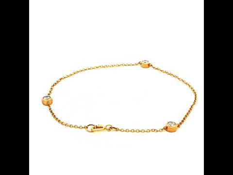 3 Station Diamond Set Bezel with Open Back Bracelet in Yellow Gold