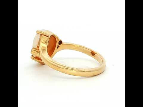 Solid Opal & Diamond Dress Ring in Yellow Gold