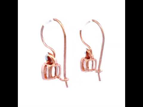 9ct Rose Gold Cushion Set Morganite and Diamond Earrings