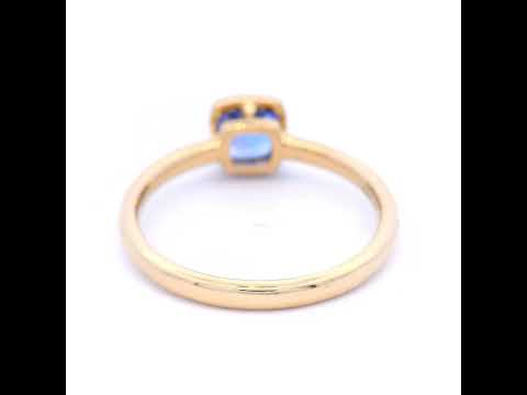 Tanzanite Cusion Coloured Stone Ring in 9ct Yellow Gold