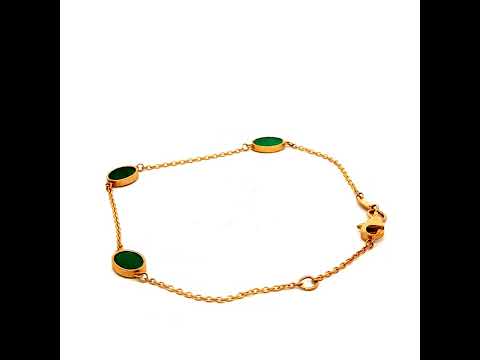 Malachite Oval Bracelet in Yellow Gold