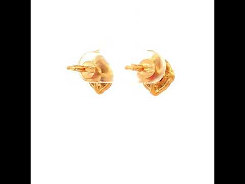 Diamond and Garnet Stud Earrings in Yellow Gold