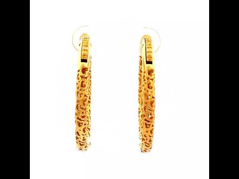 Round Cut-Out Heart Huggie Earrings in Yellow Gold