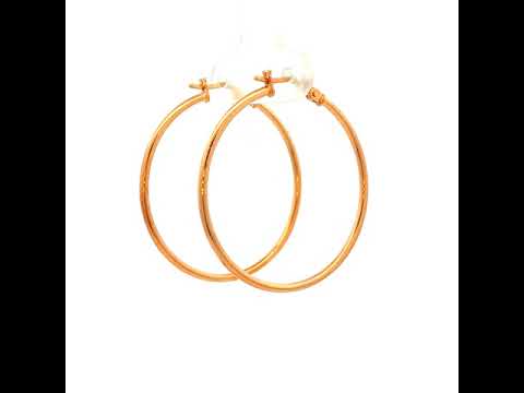 Round Plain Tube Hoop Earring in Yellow Gold