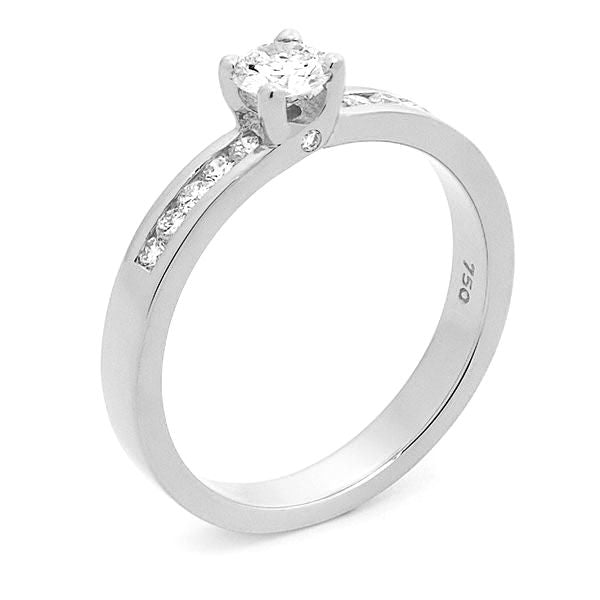 18ct White Gold 0.30ct Brilliant with Channel Set Shoulders