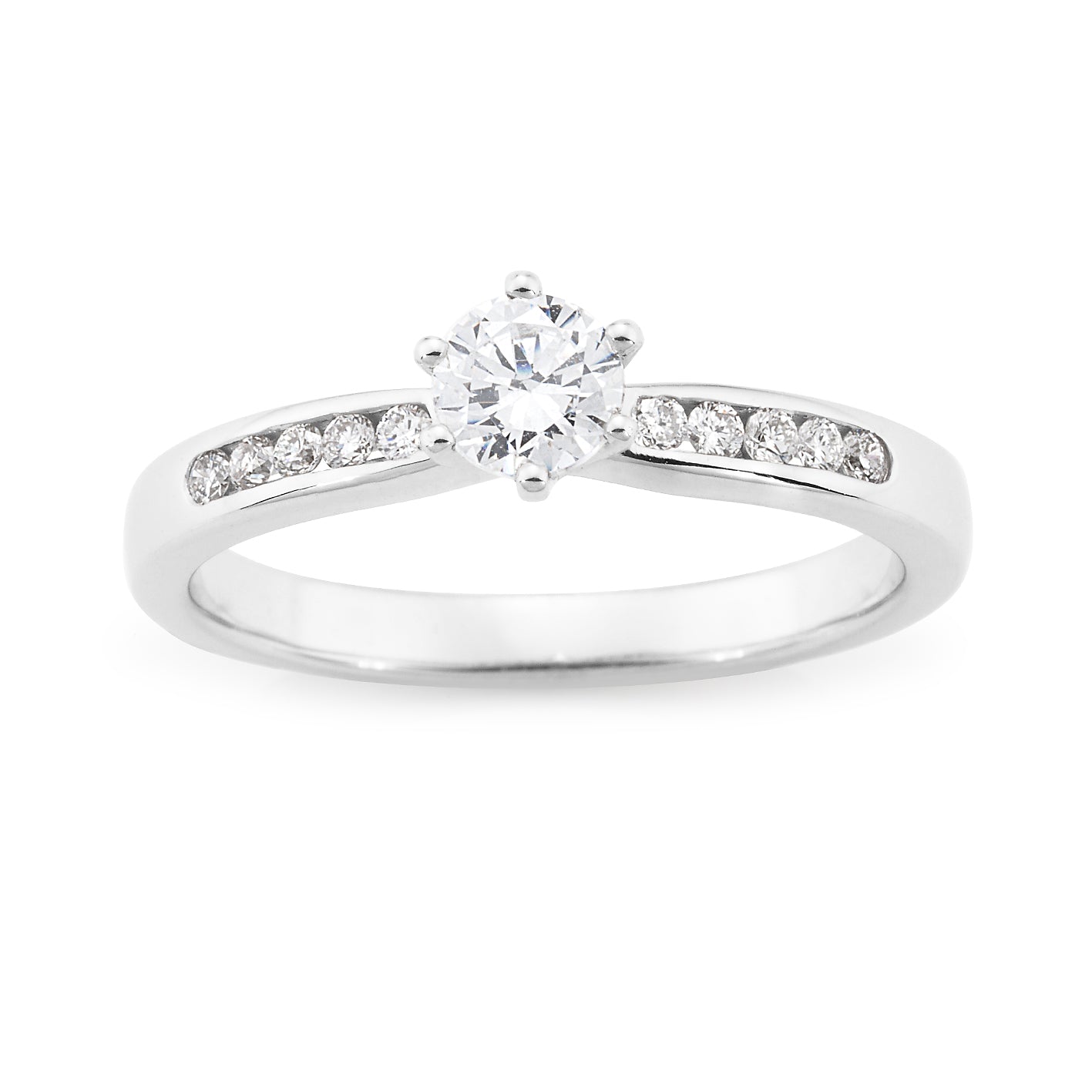 9ct White Gold Diamond 6 Claw Engagement Ring