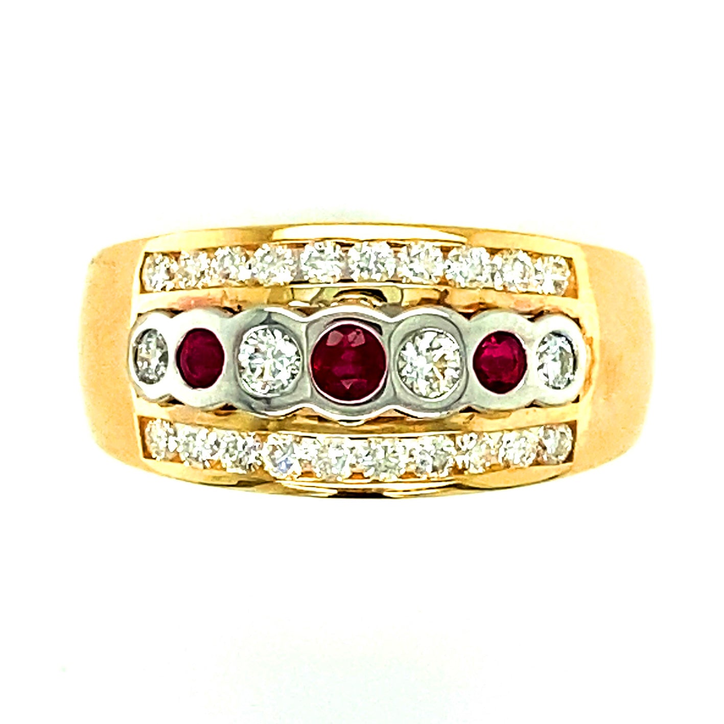 Natural Ruby and Diamond Dress Ring 9 carat Yellow Gold