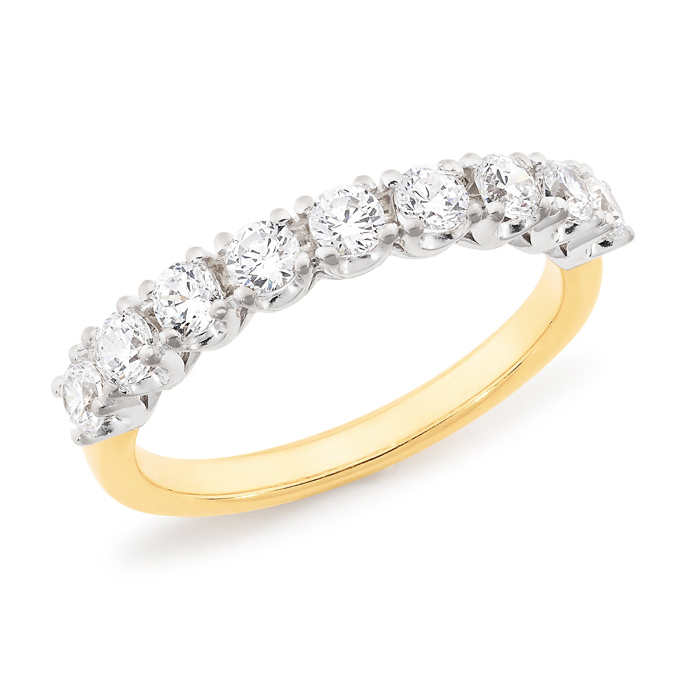 Diamond Claw Set Straight Anniversary Ring Set in 9 carat Yellow and White Gold