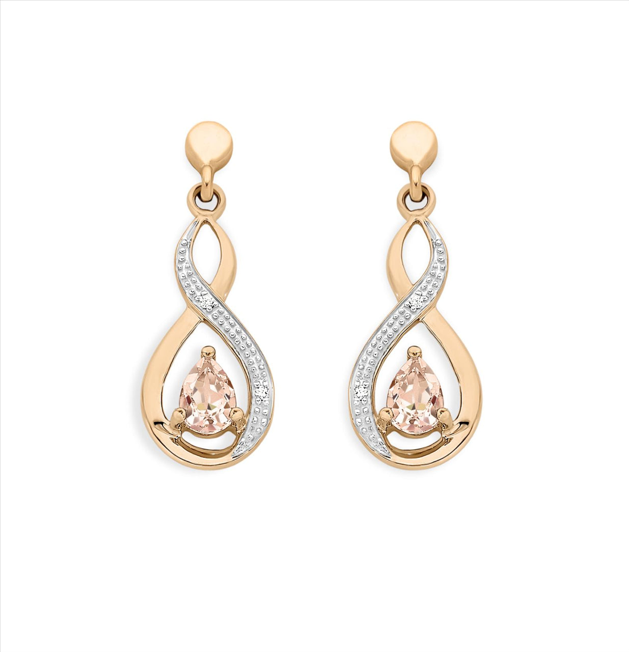 Morganite & Diamond Earrings in Rose Gold