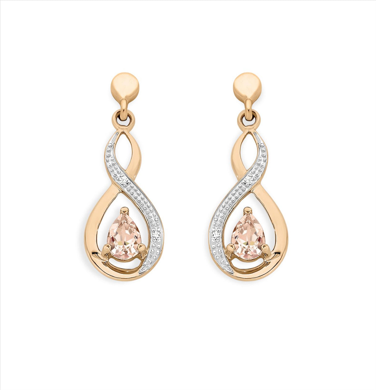 Morganite &amp; Diamond Earrings in Rose Gold