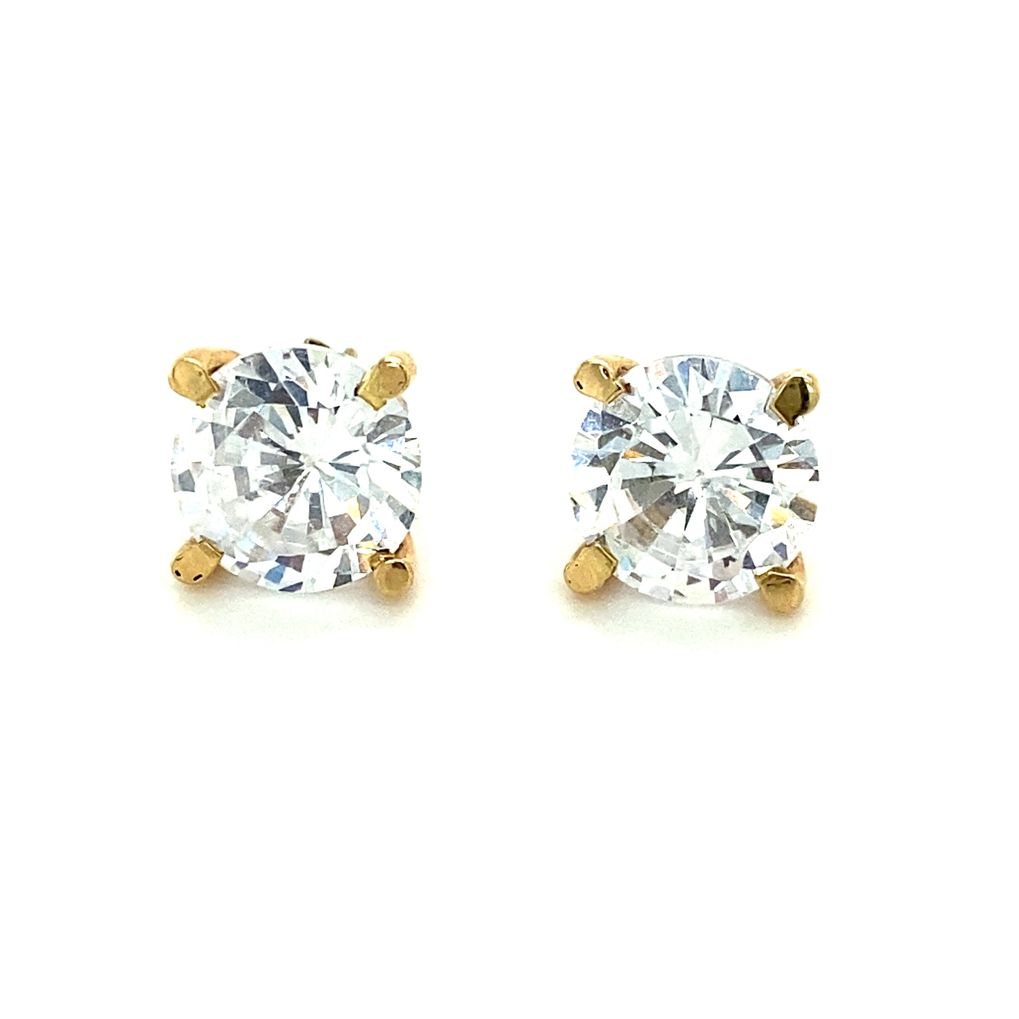 Large Cubic Zirconia Claw Set Stud Earrings Set in 9 Carat Gold