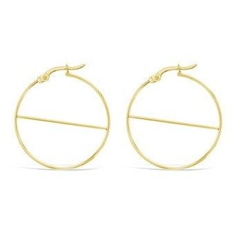 9ct Yellow Gold Hoops with Diagonal Bar