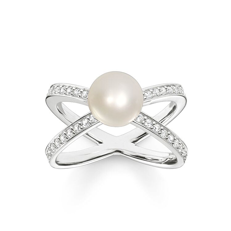 Thomas Sabo Crossed Freshwater Pearl Ring