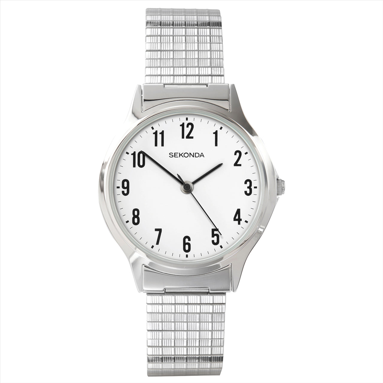 Sekonda Stainless Steel Mens Watch with Expandable Band. Full figures and White Dial. Model: SK3751