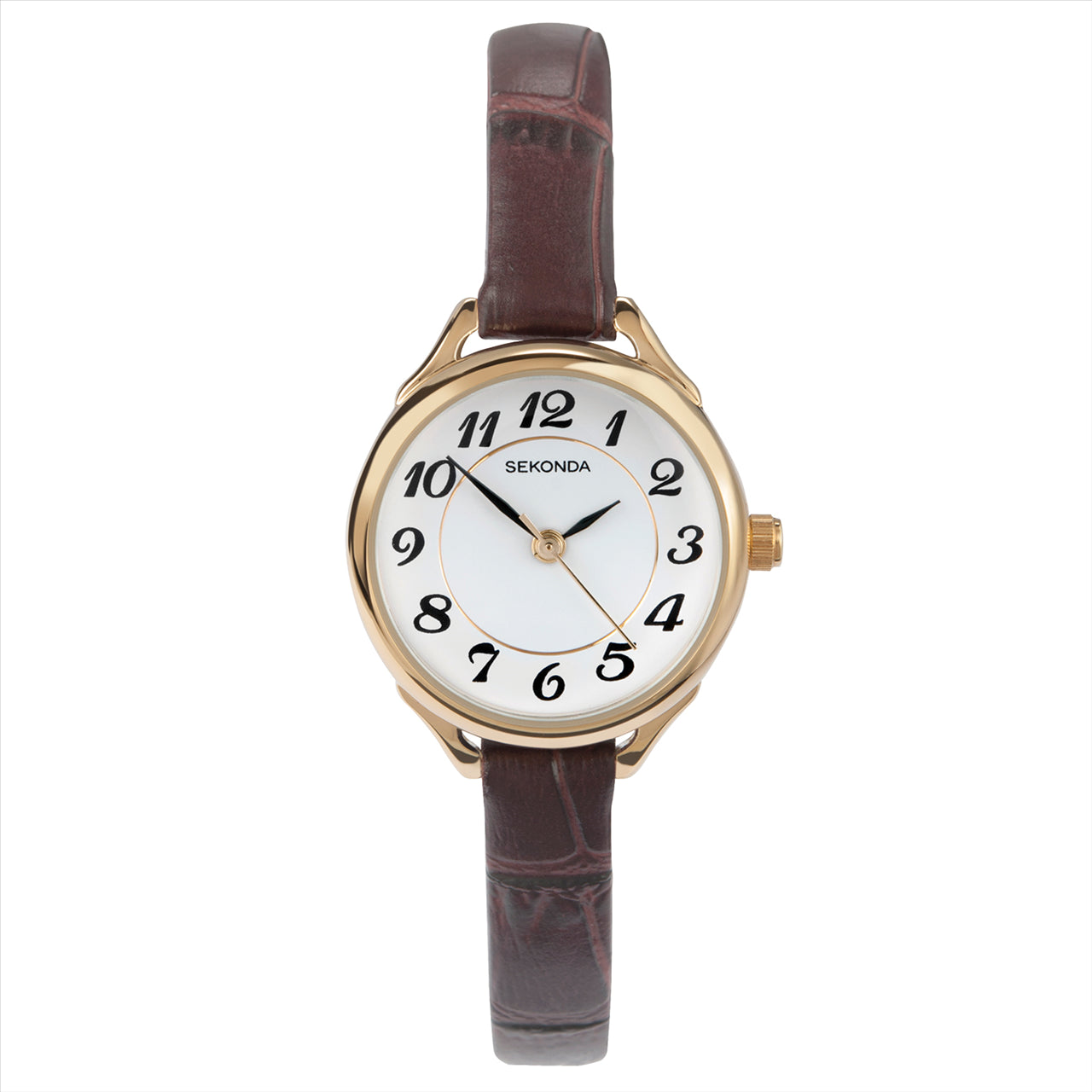 Sekonda Ladies Watch | Gold Case & Leather Strap with White Dial