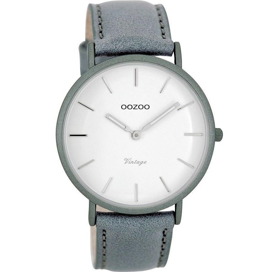 OOZOO 40mm Silver on White Watch