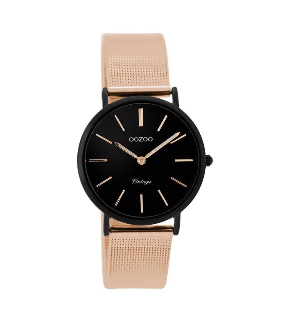 OOZOO Vintage Rose Gold and Black Watch