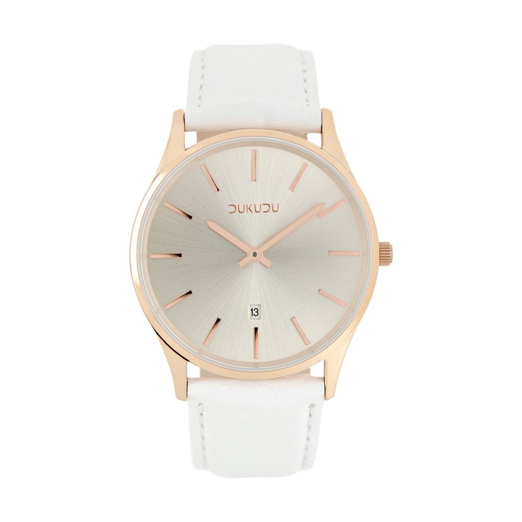 DUKUDU Vera White and Rose Gold Watch