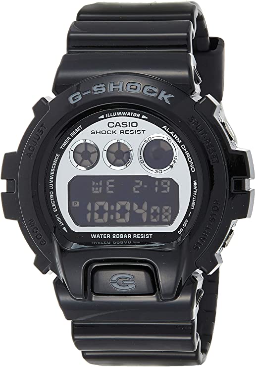 Casio G-Shock DW6900NB-1 Silver Mirror Dial Sports Watch (Jet Black)