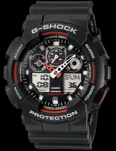 Casio G-Shock Black &amp; Red Digital-Analog Gent&#39;s Watch GA100-1A4