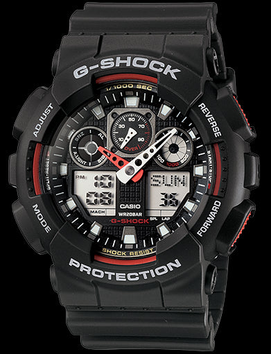 G shock ga 100 black red best sale