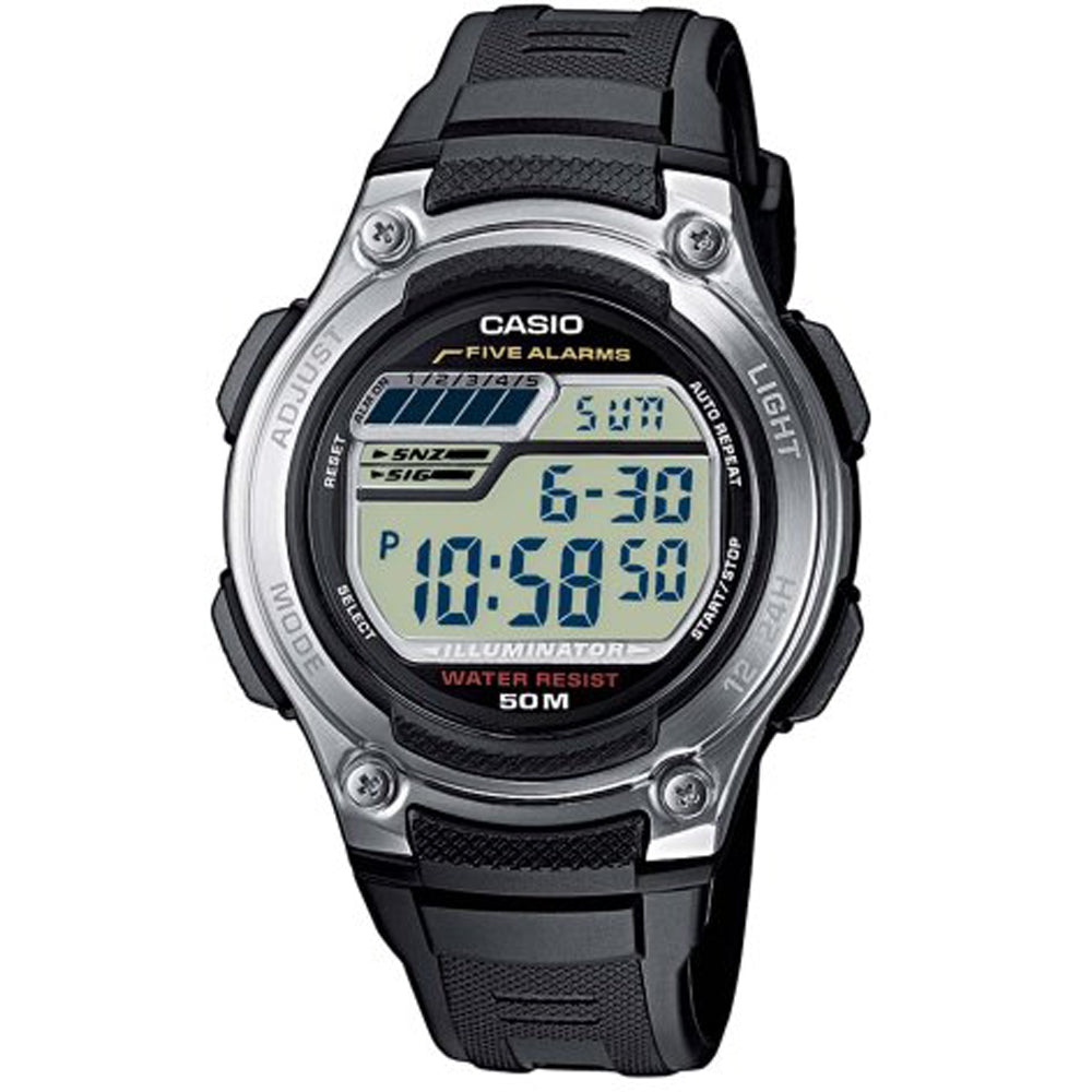 Casio 5 Alarm Digital 50M WR Black Resin Watch