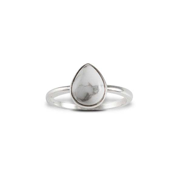 Von Treskow Sterling Silver Pear Shaped Howlite Fine Ring