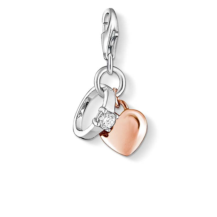 Thomas Sabo Charm Club Silver Ring with Rose Gold Heart Charm