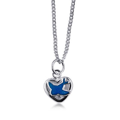 Bluebird Heart Pendant in Sterling Silver