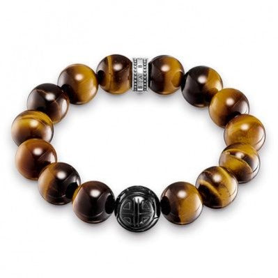 Thomas Sabo Tigers Eye Obsidian Beaded Stretch Bracelet 18cm