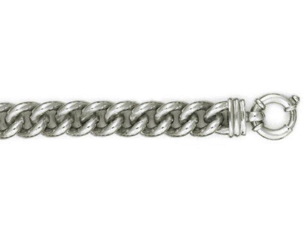 Sterling Silver Solid Curb 400 Gauge Bracelet with Parrot Clasp