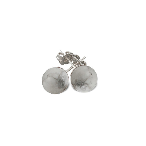 Von Treskow Sterling Silver 8mm Howlite Ball Studs