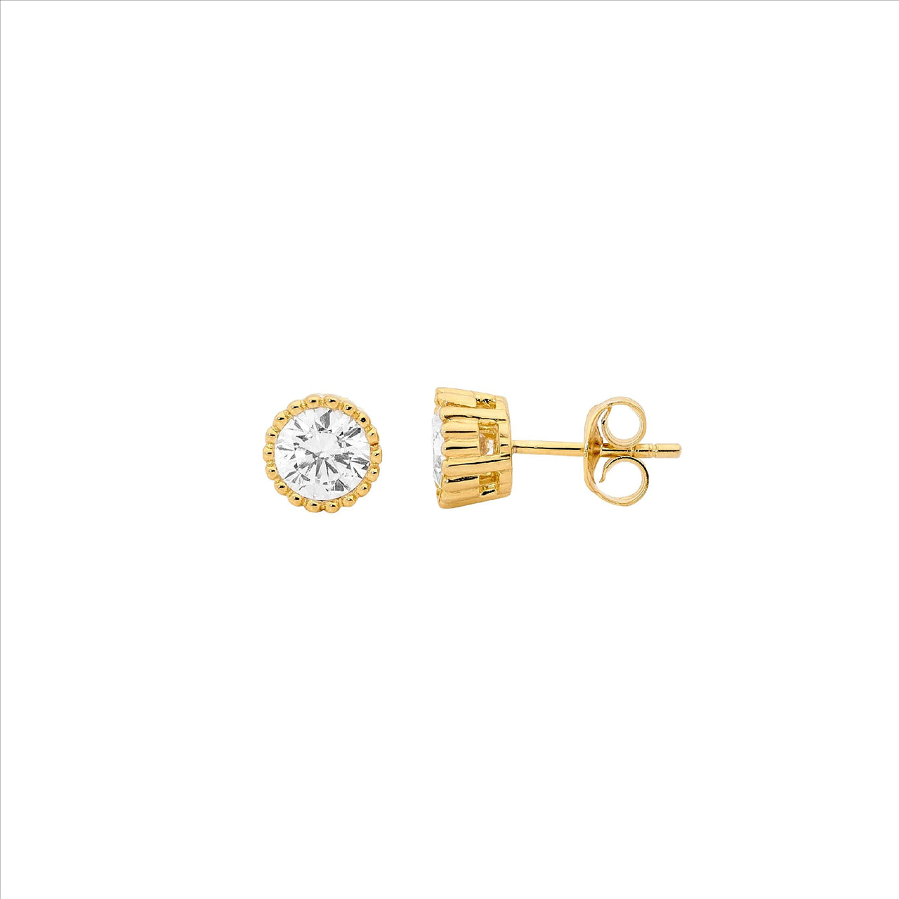 Ellani 4mm Crown Set Earrings with Gold Plating