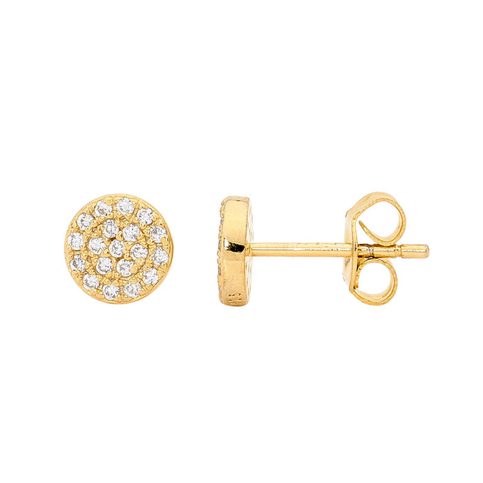 Ellani Circle Stud Silver Plated Earrings