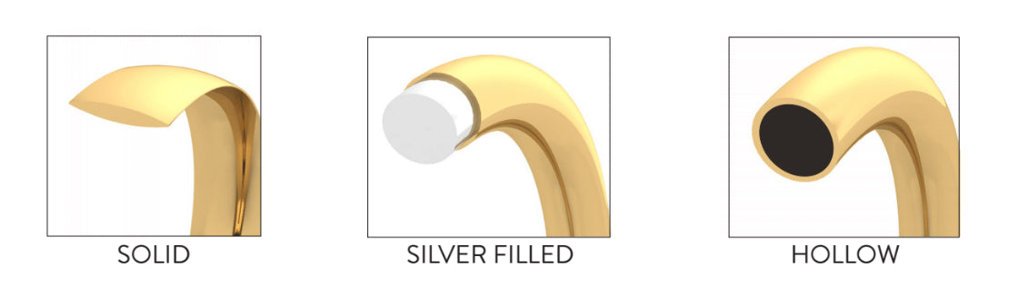 Plain Hoop Earring in 9 Carat Yellow Gold, Silver Filled
