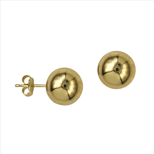 Sterling Silver Gold Plated 10mm Heavy Ball Studs