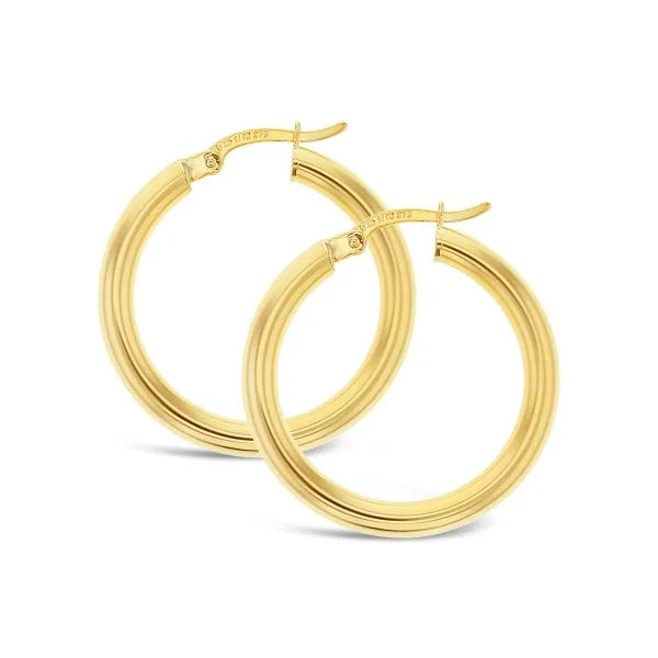 20mm Plain Hoop Earrings in Yellow Gold