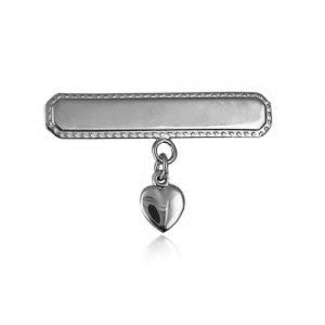 Sterling Silver Baby Brooch With Heart Drop